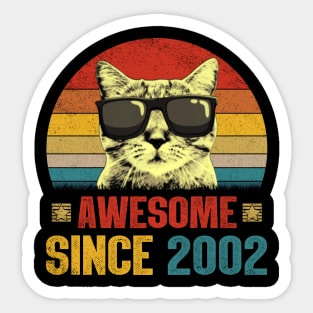 Awesome Since 2002 22nd Birthday Gifts Cat Lover Sticker